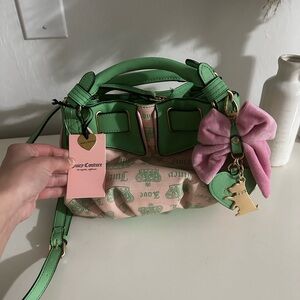 Juicy couture green and pink fan club crossbody
